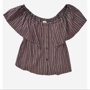 ONeill Brown stripe off the shoulder top